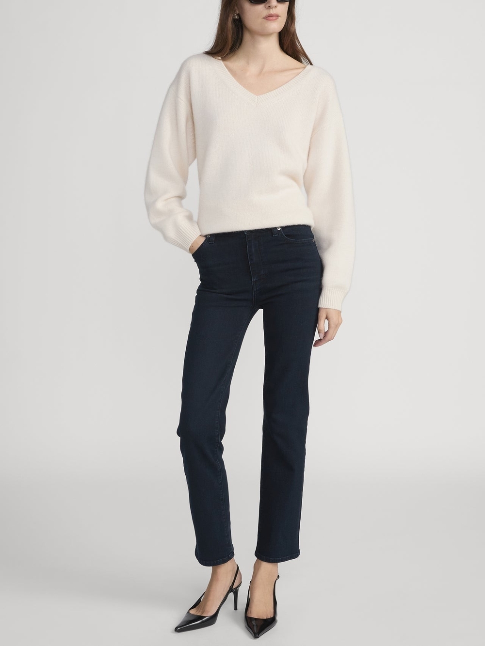 Frame Denim Le Sleek High Straight Jeans in Dark Indigo - Picture 2 of 10